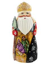 Russian Father Frost Santa Figurine Hand Painted Christmas Nativity Scene 6 3/4