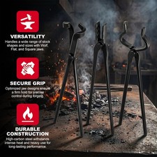 3pcs Heavy Duty Steel Blacksmith Tongs for Bladesmithing and Blacksmithing Tool picture