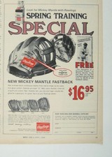New 1968 Rawlings Mickey Mantle Fastback Baseball Glove Ad Spring Training picture