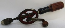 Vtg Mohawk Shelburne Hand Crank Drill Eggbeater Style USA Wood Handles Red Color picture