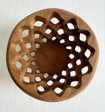 2019 Wooden Basket Hand Crafted Scroll Work The Teaberry Collection Signed picture