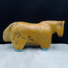 Zuni Fetish-Native American Animal Carving-Large Travertine HORSE-Hayes Leekya picture