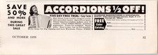 1959 Accordion Manufacturers Outlet Vintage Magazine Print Ad Music Chicago picture