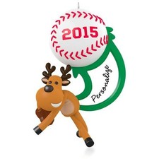 New 2015 Hallmark Star Slugger Personalize Ornament Sports MLB Baseball Reindeer picture