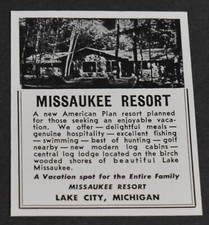 1951 Print Ad Michigan Lake City Missaukee Resort American plan Log Cabins art picture