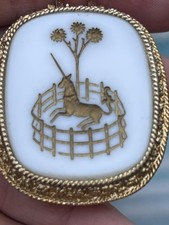 Corday Unicorn Horse Crème Perfume Compact Vintage French Gold Tone 1960s Empty picture