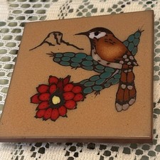 VTG MASTERWORKS Handcrafted Art Tile Ceramic Southwestern Cactus  Trivet Coaster picture