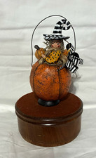 Prim Halloween Folk Art Witch Figurine in Pumpkin Handmade CPC 2026 picture