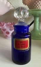 Vintage Cobalt Blue OPIUM Apothecary Bottle Royal Pharmaceutical Society ‘60’s picture