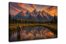 “Be Still” Psalm 46:10 Beneath the Grand Tetons. 30in x 20in Canvas Print Art picture