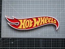 Hot Wheels Flame Logo Custom Sign - 12.5in Free Standing W/ Mounting Key Hole picture