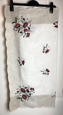Square Floral Embroidered Linen - Beige & Pink - table cloth - approx 33