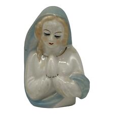 Vintage Ceramic Madonna Planter  Mother Mary Praying Madonna  4.5”  Blue Ivory picture