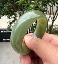 Grade A Natural Hetian Jade Lake Water Green Bangle Bracelet 54.5mm picture