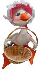 VTG Annalee White DUCK Stuffed Basket Pink Bonnet 1982 Mobilitee Doll USA Spring picture