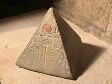 Egyptian statue Pyramid / Pyramidion featuring Thoth adoring the rising sun god. picture