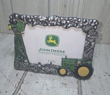 Vtg Pewter John Deere Tractor Picture Frame Enamel 5