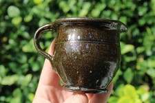Antique 19th Century Miniature Olive Green Glaze Redware Pitcher (2.75
