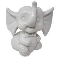 Vtg Edsin ? Porcelain White Baby Elephant Bowtie Big Flying Ears Japan 3in picture