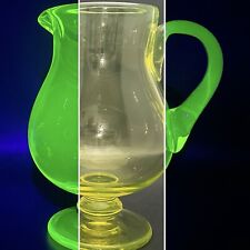 EAPG Uranium Vaseline Glass Footed Jug Pitcher circa 1910 Made in USA 10