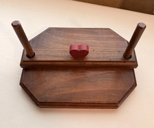 Vtg Handcrafted Wood Octagonal Napkin Holder Stand Cottagecore Heart 2 Rods picture