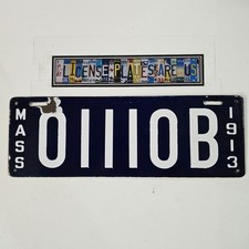 RARE 1913 Massachusetts Porcelain License Plate 🔥 MA Commercial/Truck 01110B picture