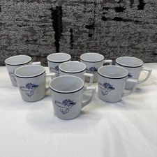 Vintage 1994 Starbucks Blue & White Mug Cherub Design by Rosanna Lot Of 8 picture
