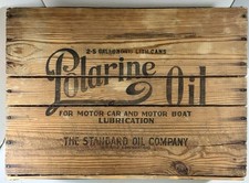 Vintage Polarine Standard Oil Motor, Marine Oil OHIO Wooden Crate RARE picture