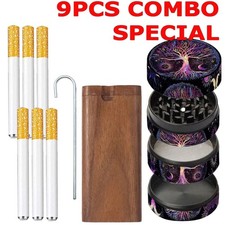 9 PCS Herb Tobacco Grinder Spice Herbal Metal Smoke Crusher Handle Hand Muller picture