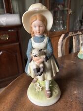 Vintage Holly Hobbie Girl with Bonnet Siamese Cat 1973 Figurine HHF-5 World Art picture