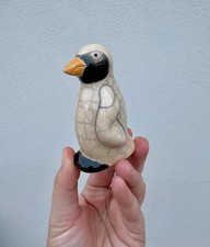Vintage C.1990s Handmade Studio Pottery S.African Raku Penguin Figurine Ornament picture