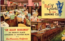 Domino Club San Francisco Meet Gloria Bar Lounge Linen Postcard Golden Gate Era picture