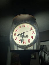 Rare Busch Bavarian Beer Lighted Rotating Spinning Clock Light Sign Vintage picture