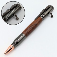 Bolt Action Pen Bullet  Gunmetal Wood Material Great Gift Dad Friend Groomsman picture