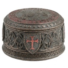 Antique-Knights Templar Rare Vintage Seal Trinket Bronze Medieval Crusader Box picture