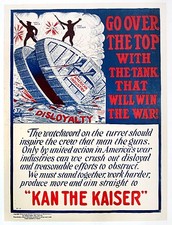 Original WWI US Industry Poster - Go Over the Top with the Tank picture