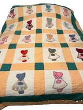 Vintage Sun Bonnet Sue Handstitched Quilt 85X71 picture