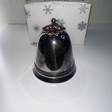 Wallace 1973 Silver Plate Chime Bell/Ornament with Poinsettia   picture
