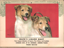 1966 MACK'S LIQUOR MART - SYRACUSE, NEW YORK vintage advertising calendar DOGS picture