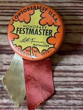 Vintage 1964-65 Oktoberfest button Pin w/ribbon Honorary FestMaster La Crosse WI picture
