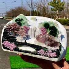 20.2LB Natural famous serpentine XiuYu Jade Carving landscape scenery mineral picture