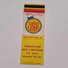 Horseshoe Bend Motel & Restaurant Alexander City AL Matchbook Cover MB59-2 picture