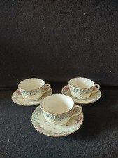 Vintage Minton Printemps Tea Cup Saucer Bone China Floral Gold x 3 (Lot 5474) picture
