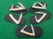 1979-2002 BUCK CUSTOM SHOP 700 Series SET of 5 BONE Knives, Knife sheaths picture