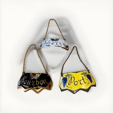 Vintage Lot Of 3 Handpainted Enamel Liquor Bottle Tags HOLLAND picture