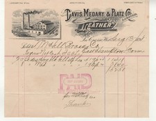 1898 Davis, Medary & Platz Co. La Crosse, Wis. Leather Illustrated Billhead picture