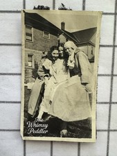 Antique 1910s 1920s Photo Three Young Women Friends Dresses Bonnets Outdoors picture
