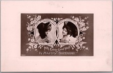 c1900s HAPPY BIRTHDAY Photo RPPC Postcard 