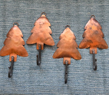 4 vintage copper and forged iron hooks 8 1/2 inches picture