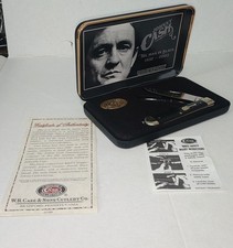 Case Johnny Cash The Man in Black Commemorative 2 Blade Trapper Knife Gift Box picture